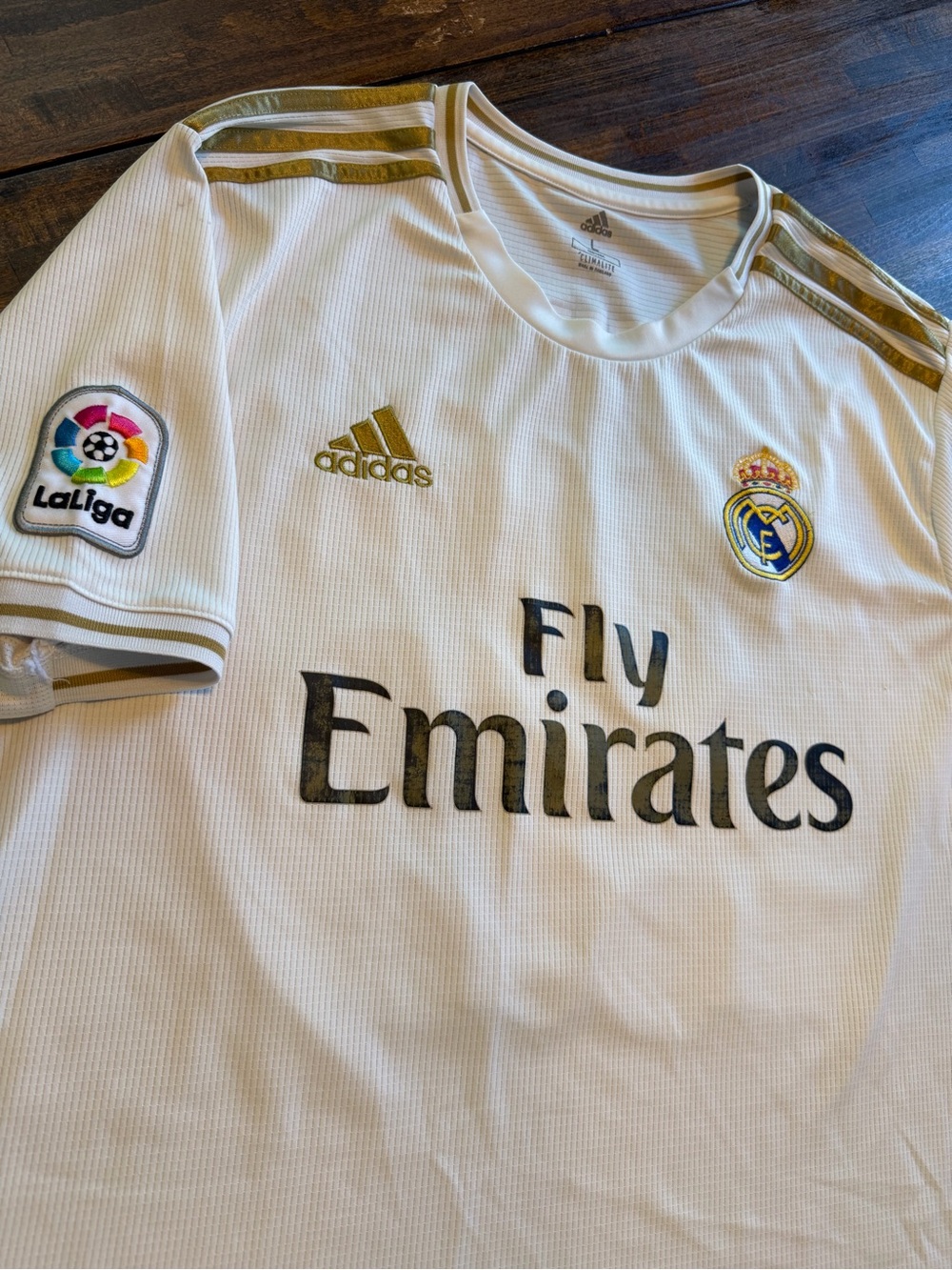 Adidas Real Madrid 2019/2020 Home Jersey Mens Large White Gold #26 La Liga Patch